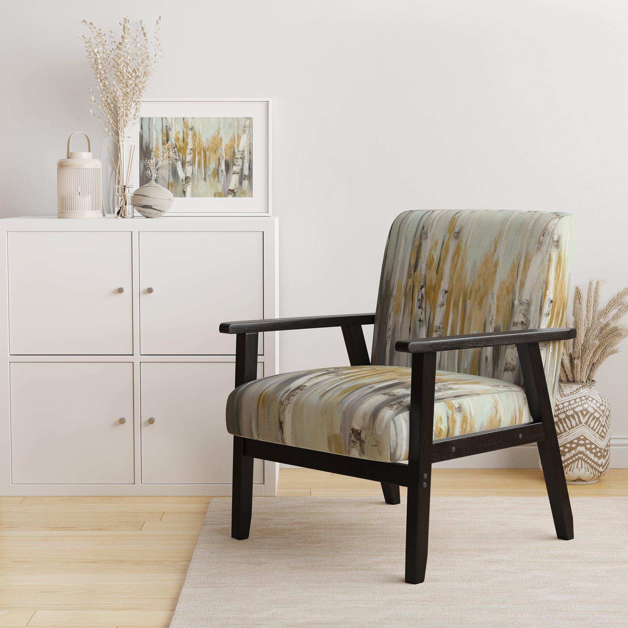 Silver and Yellow Birch Forest Cottage Accent Chair