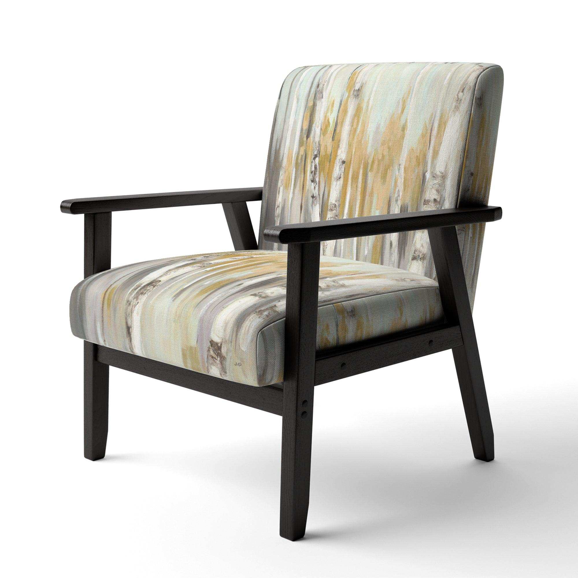Silver and Yellow Birch Forest Cottage Accent Chair
