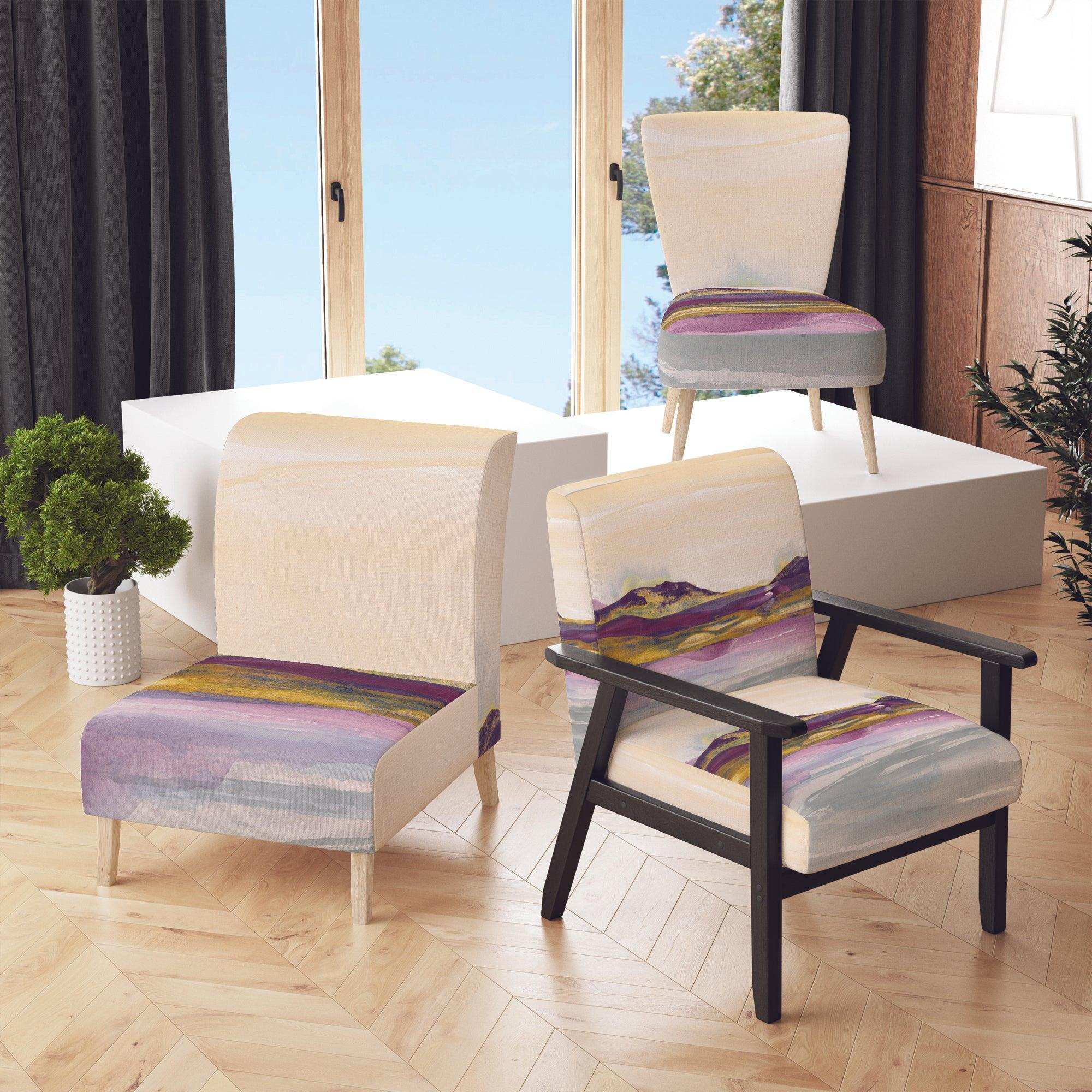Painted Purple and Gold Landscape II Shabby Chic Accent Chair