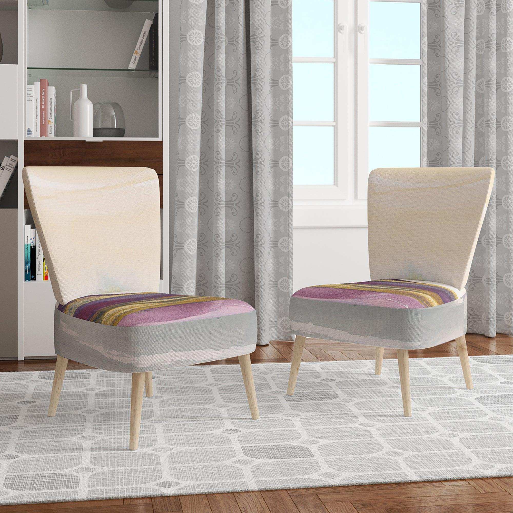 Painted Purple and Gold Landscape II Shabby Chic Accent Chair