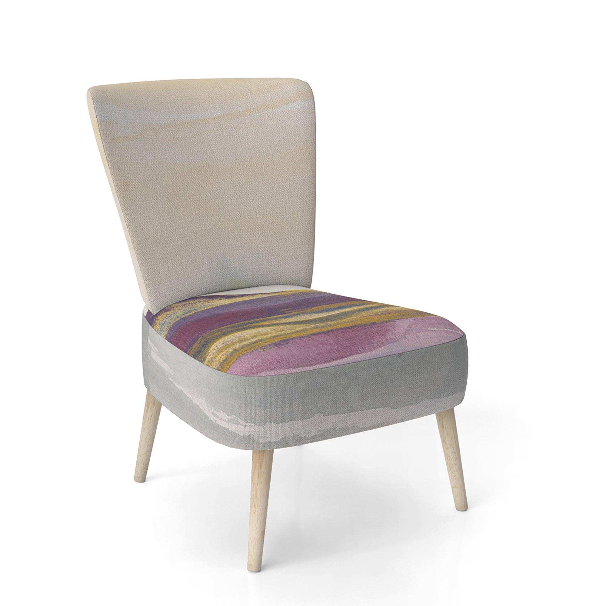 Painted Purple and Gold Landscape II Shabby Chic Accent Chair