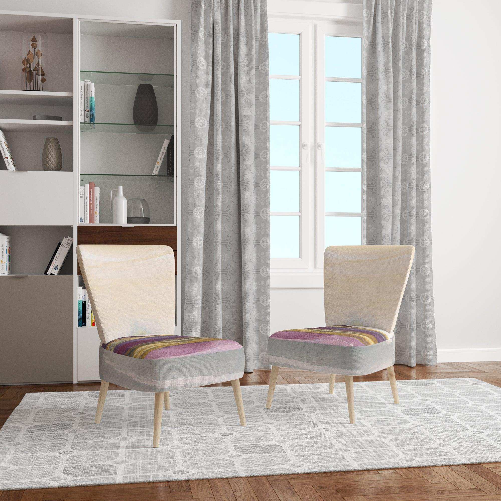 Painted Purple and Gold Landscape II Shabby Chic Accent Chair