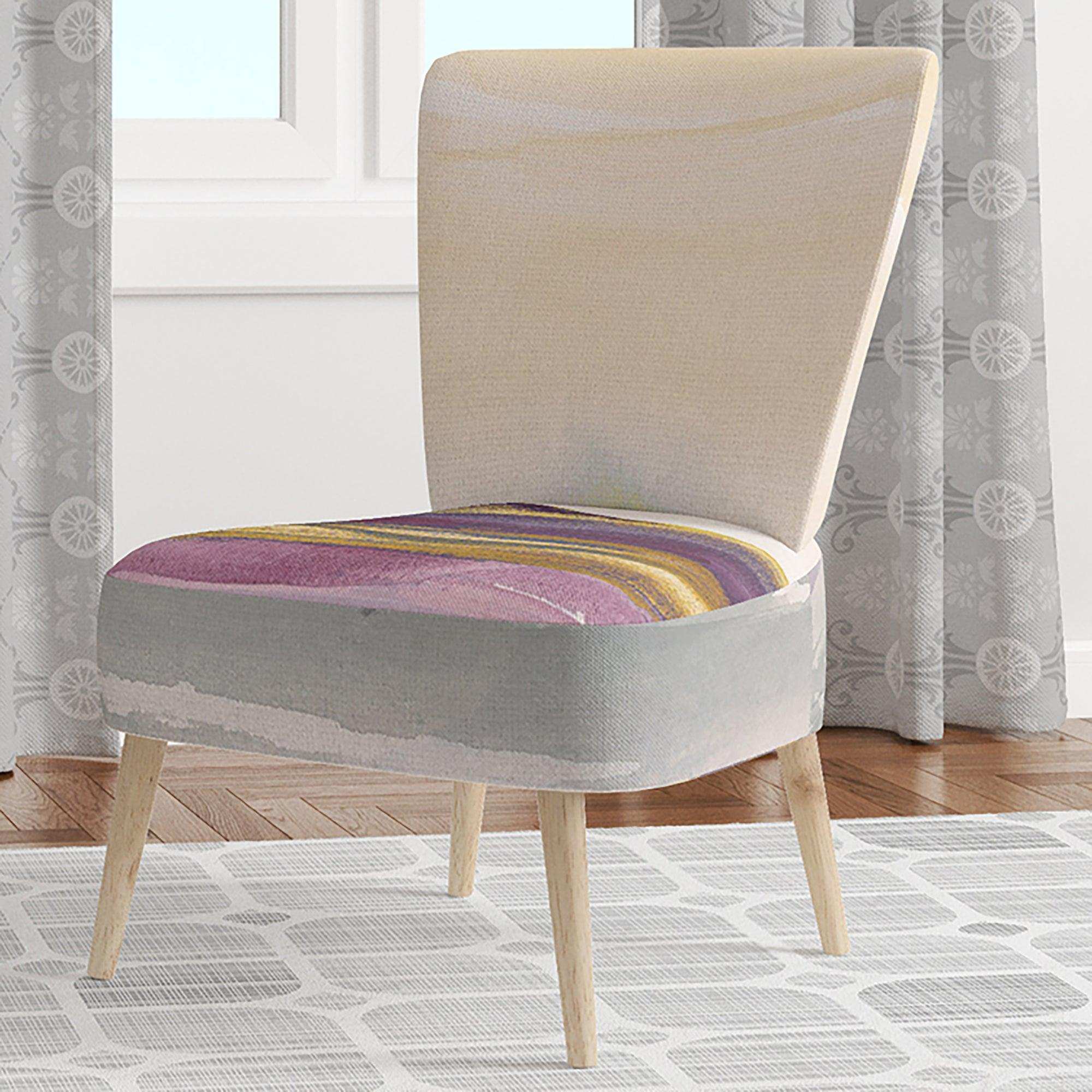 Painted Purple and Gold Landscape II Shabby Chic Accent Chair