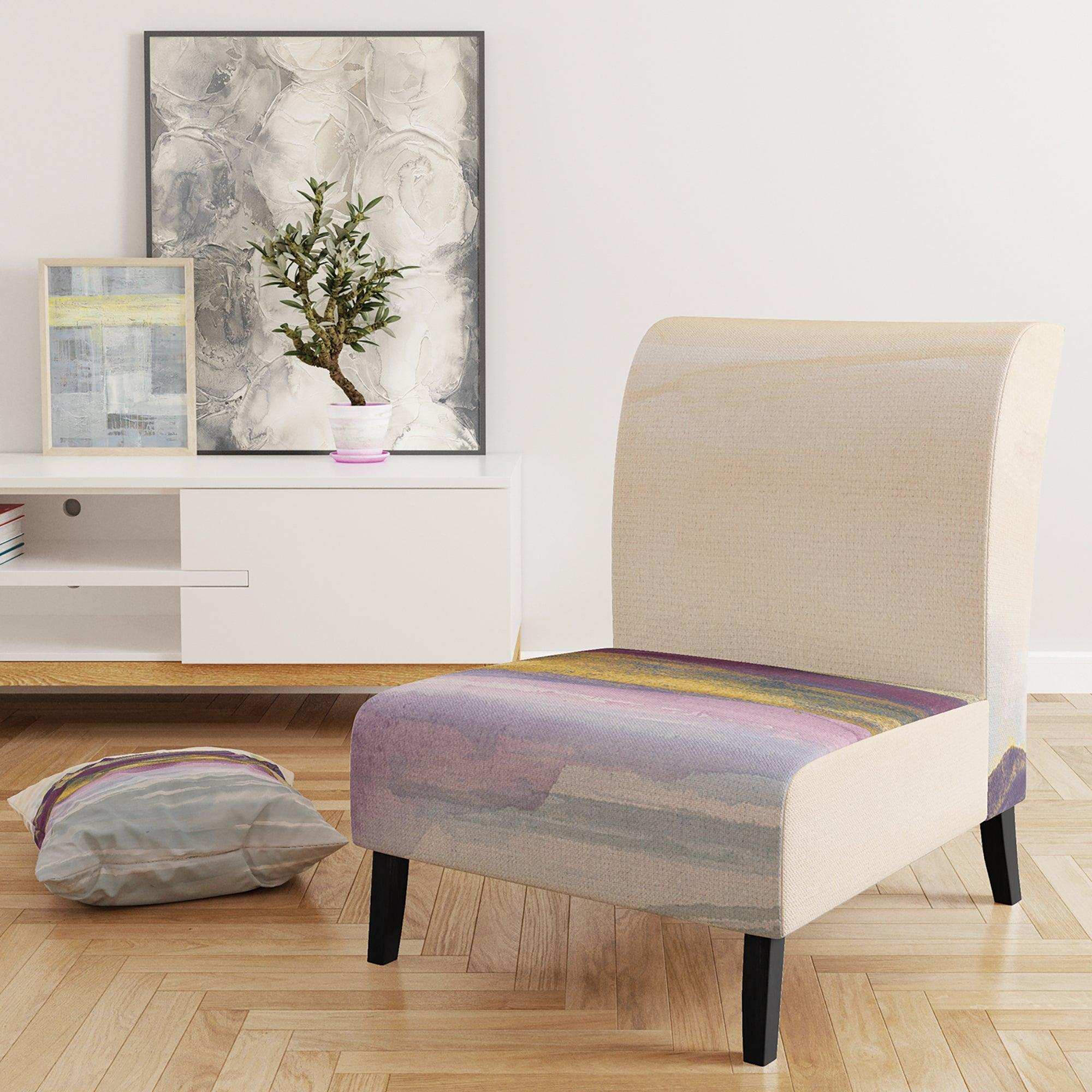 Painted Purple and Gold Landscape II Shabby Chic Accent Chair