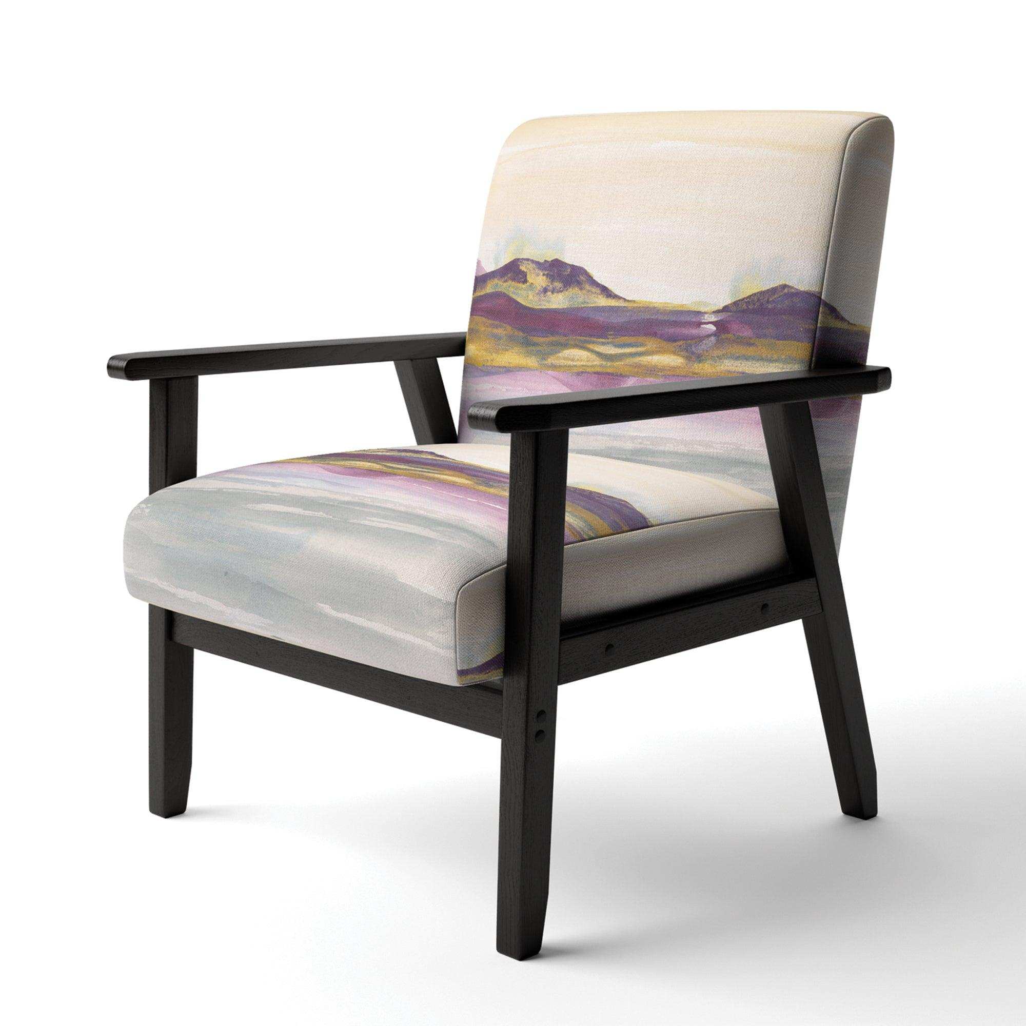 Painted Purple and Gold Landscape II Shabby Chic Accent Chair