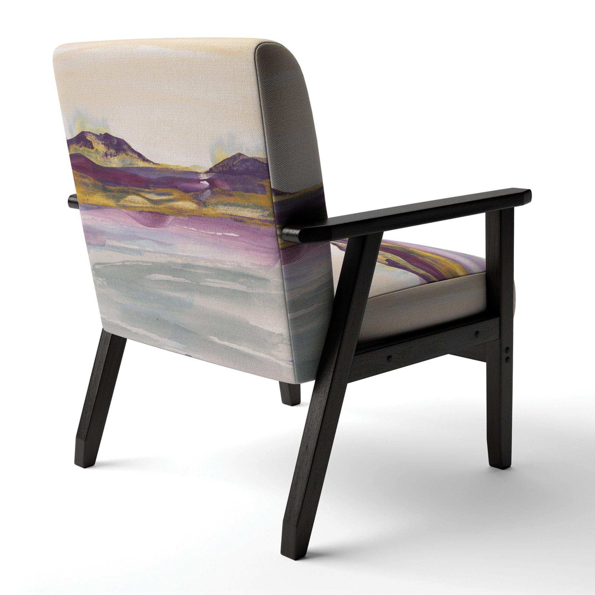 Painted Purple and Gold Landscape II Shabby Chic Accent Chair