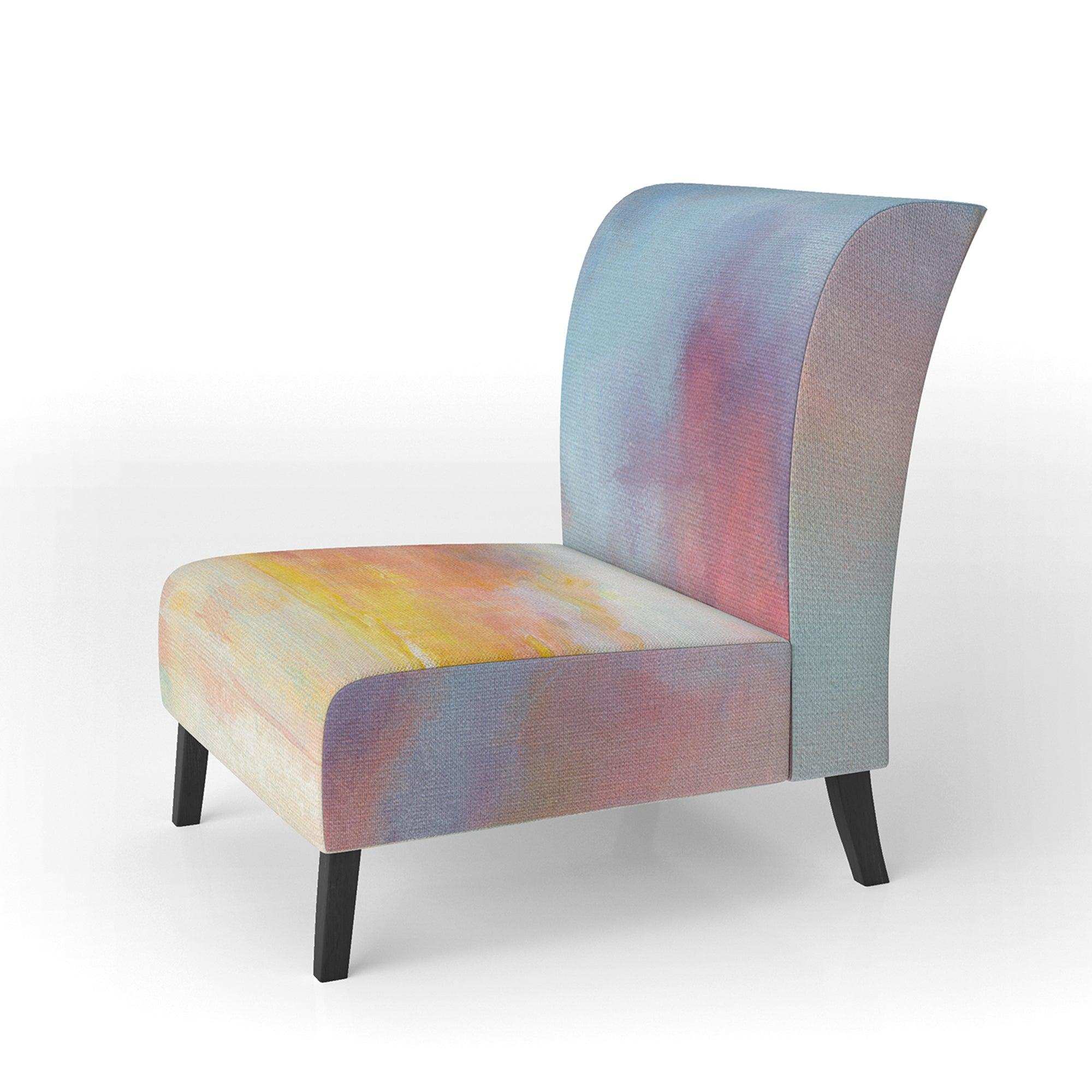 Pastel Pink And Blue Clouds Traditional Accent Chair
