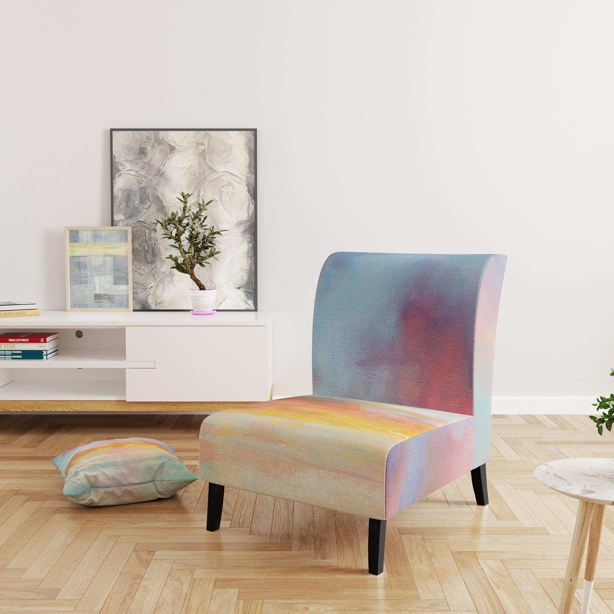 Pastel Pink And Blue Clouds Traditional Accent Chair