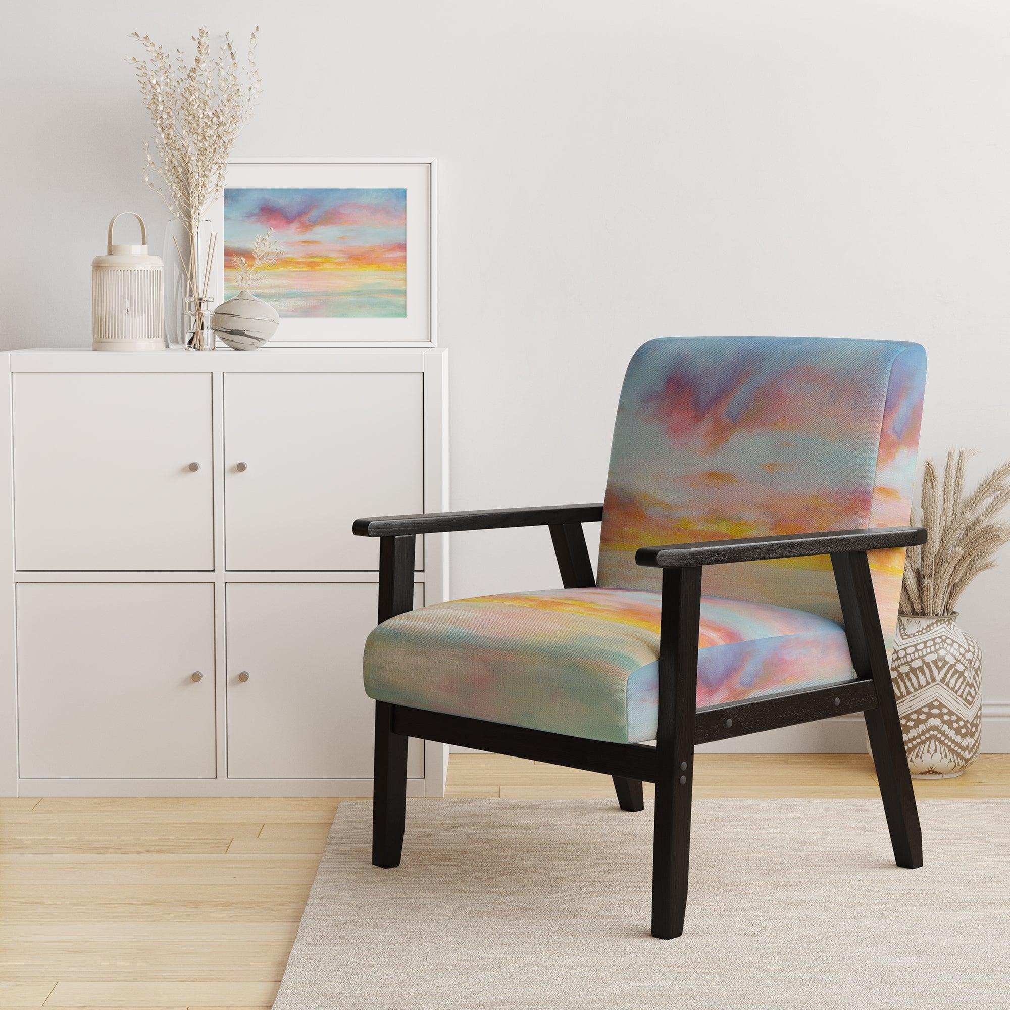 Pastel Pink And Blue Clouds Traditional Accent Chair