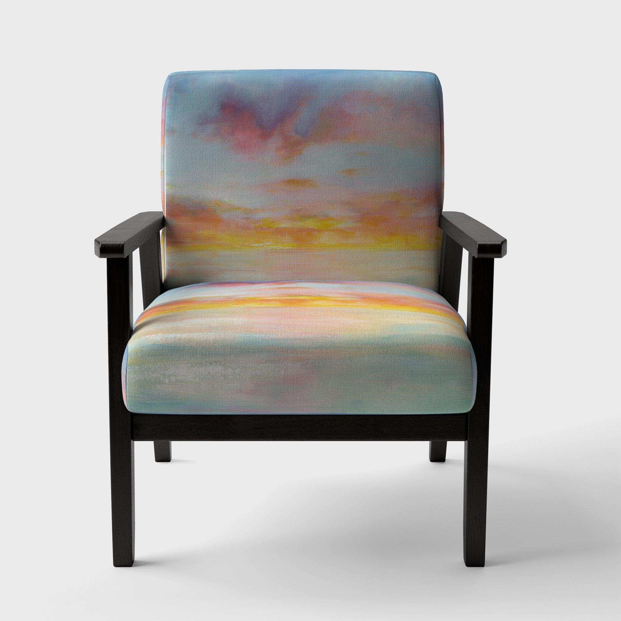 Pastel Pink And Blue Clouds Traditional Accent Chair