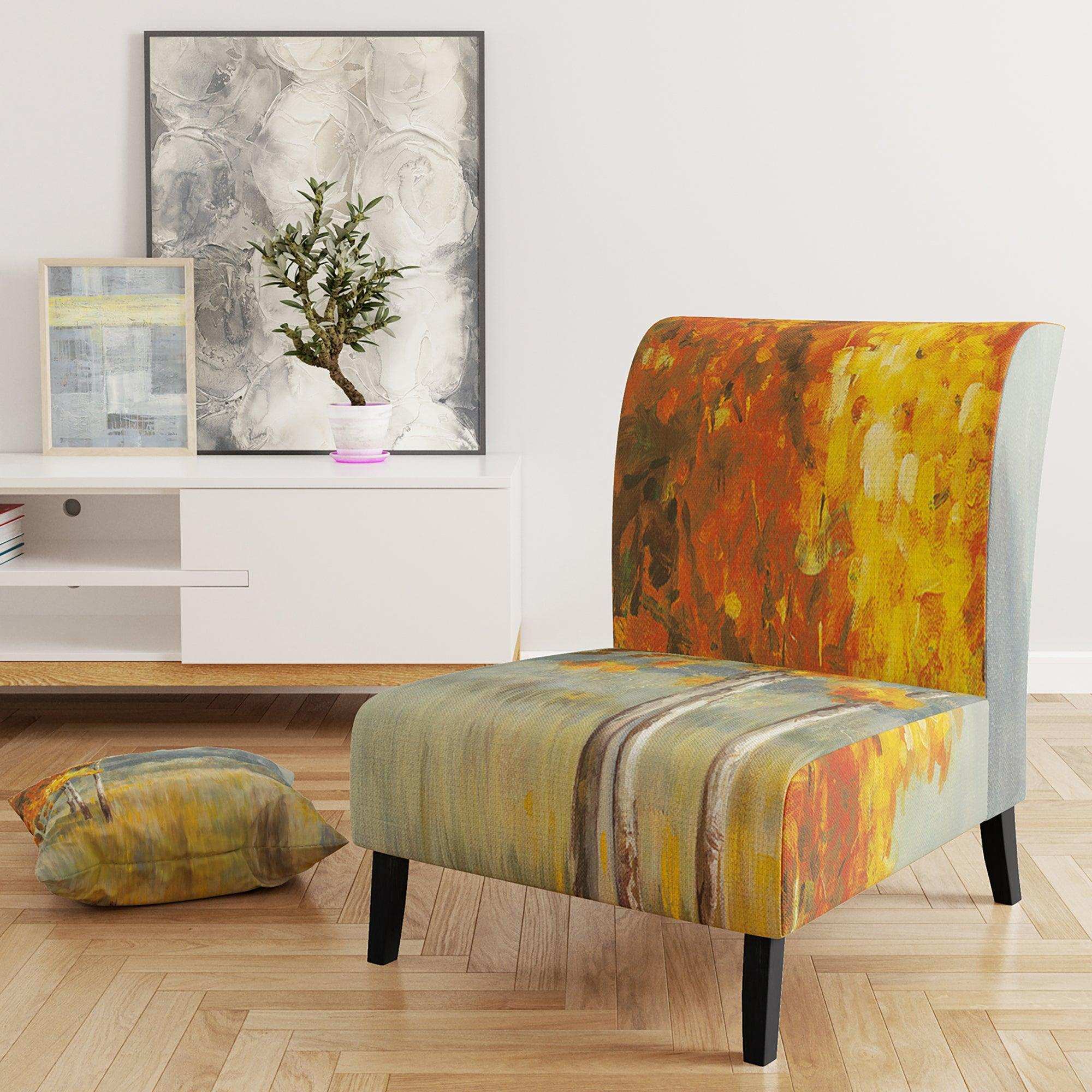 Autumn Landscape Farmhouse Accent Chair