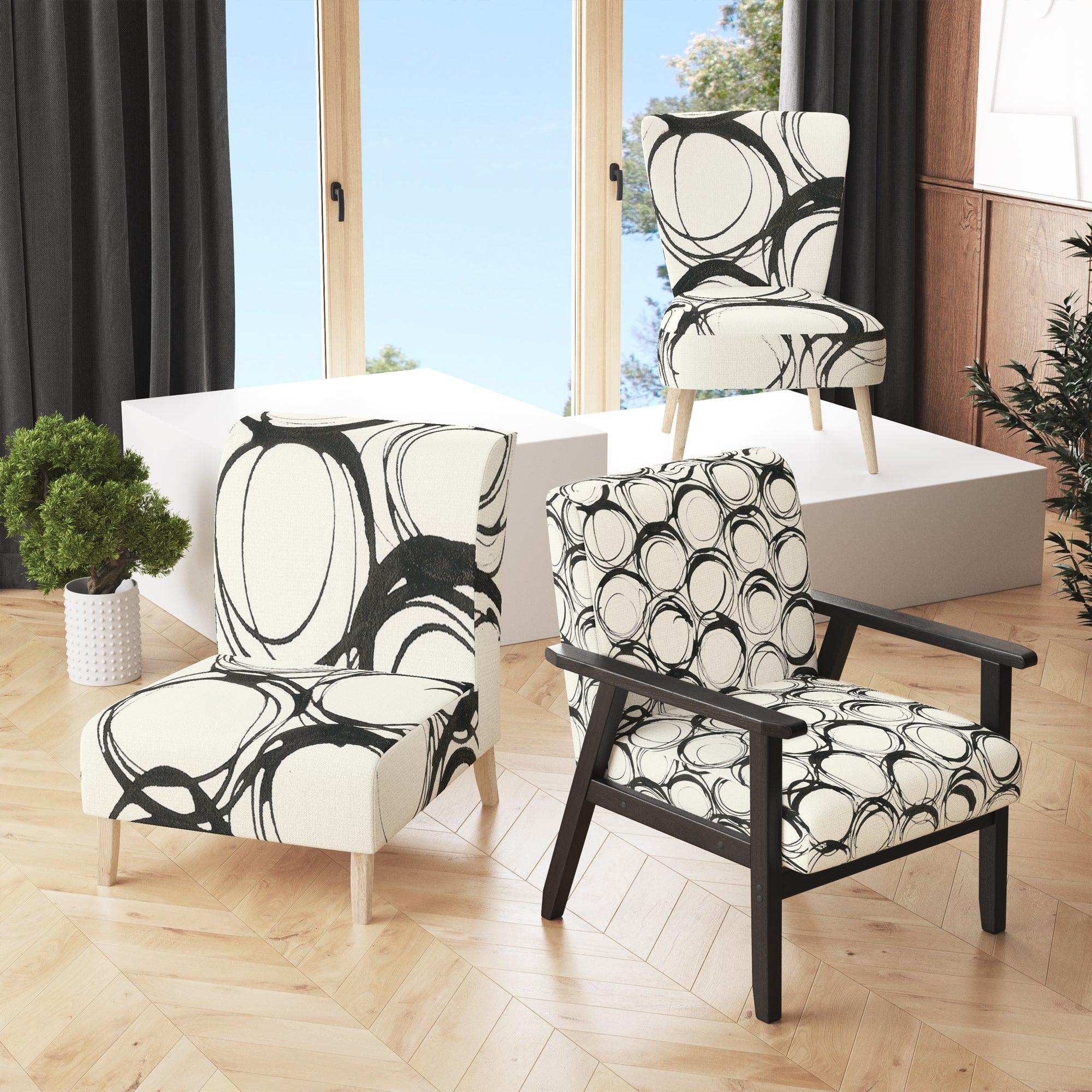 minimalist black and white II Transitional Accent Chair
