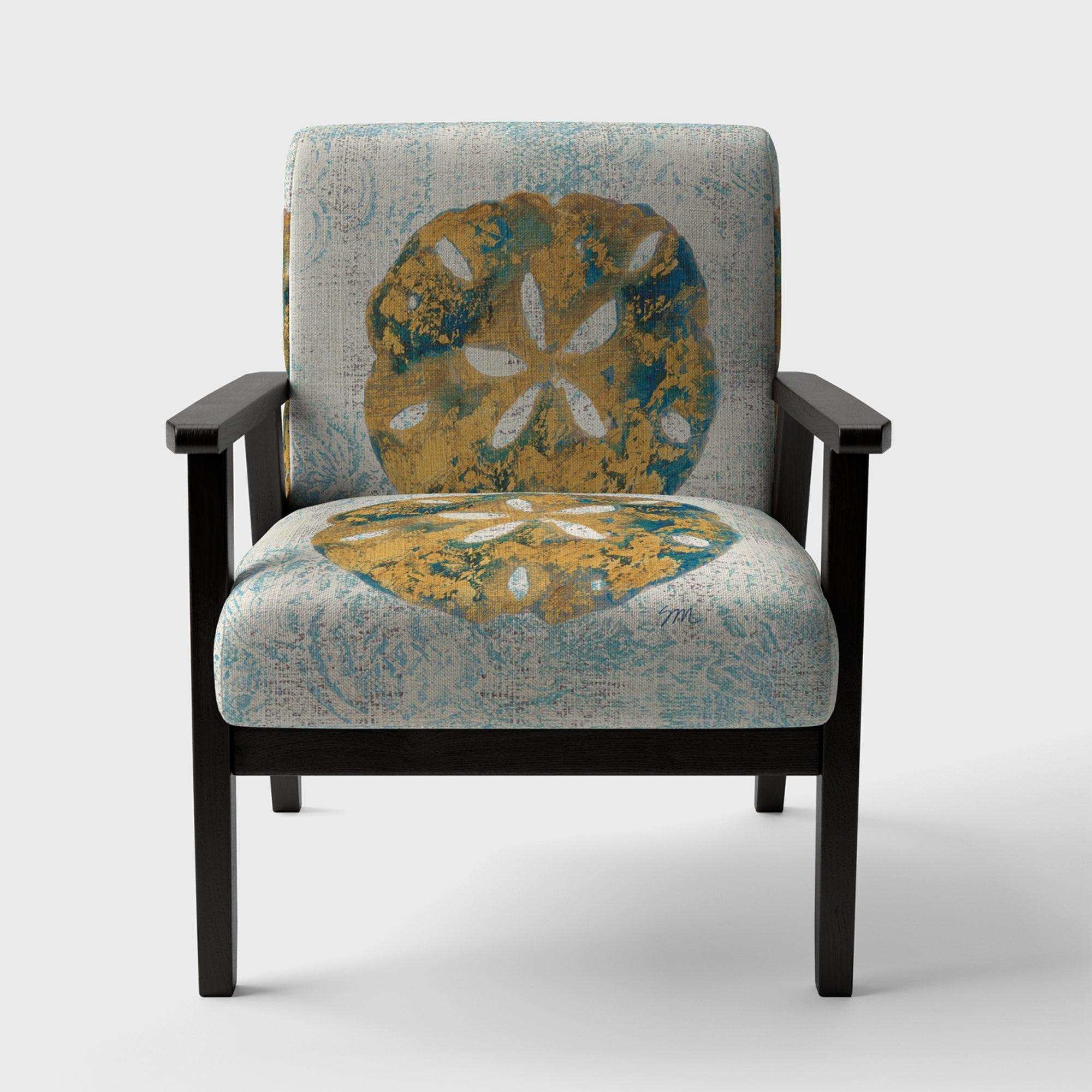 Coastal Pastel seashells II Vintage Nautical Accent Chair