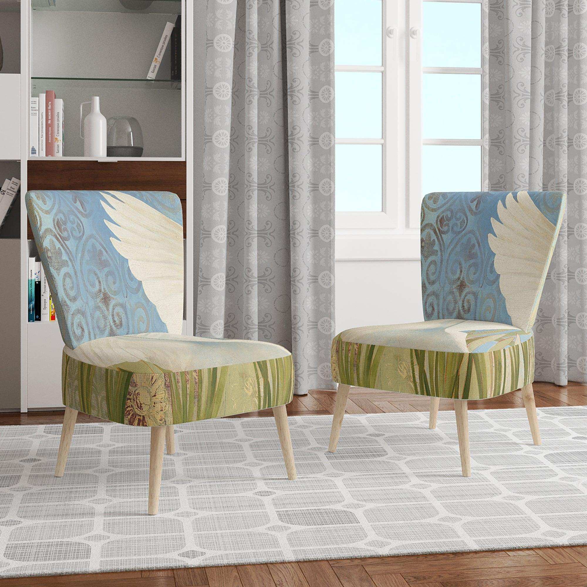 Snowy Egret in Flight vII Farmhouse Accent Chair