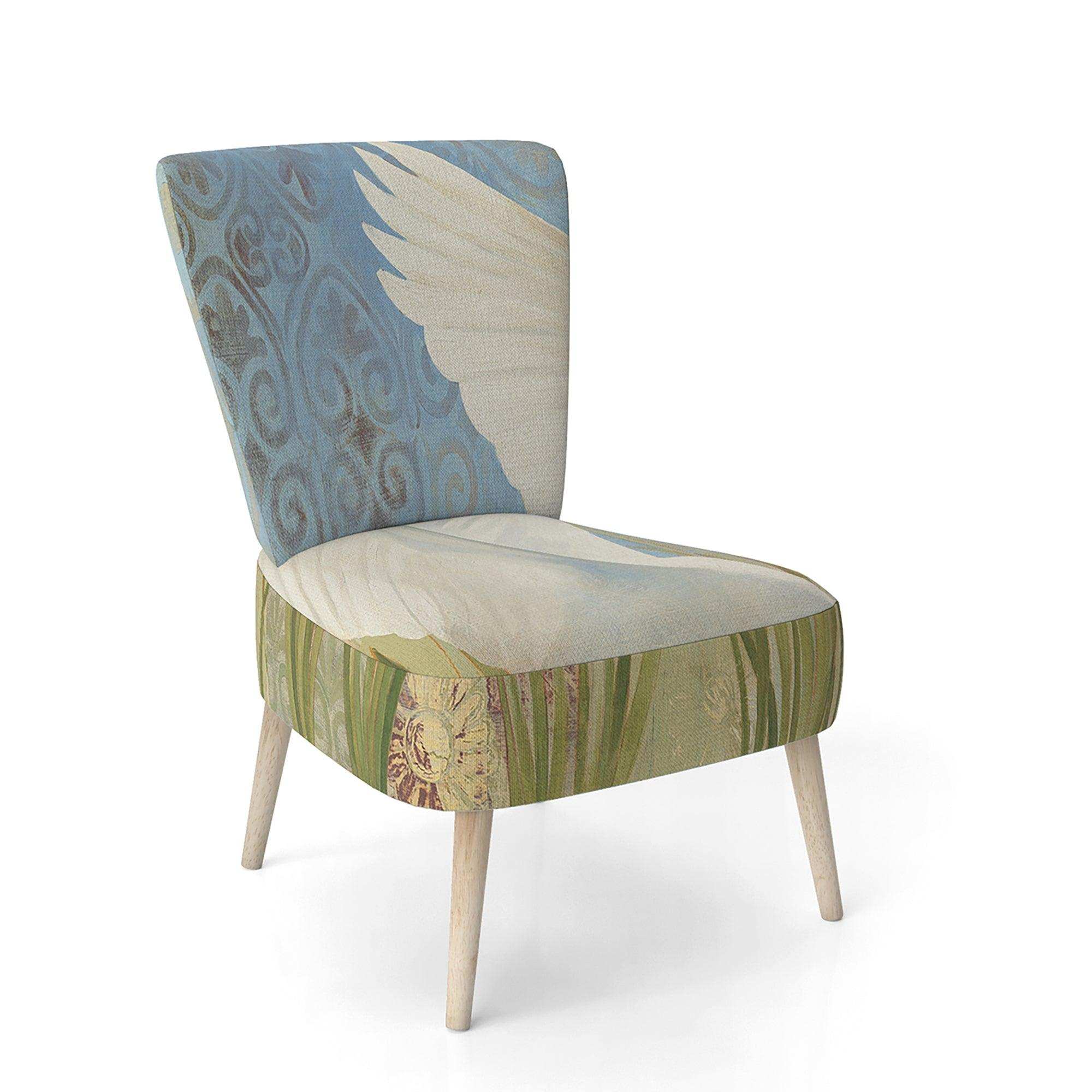 Snowy Egret in Flight vII Farmhouse Accent Chair