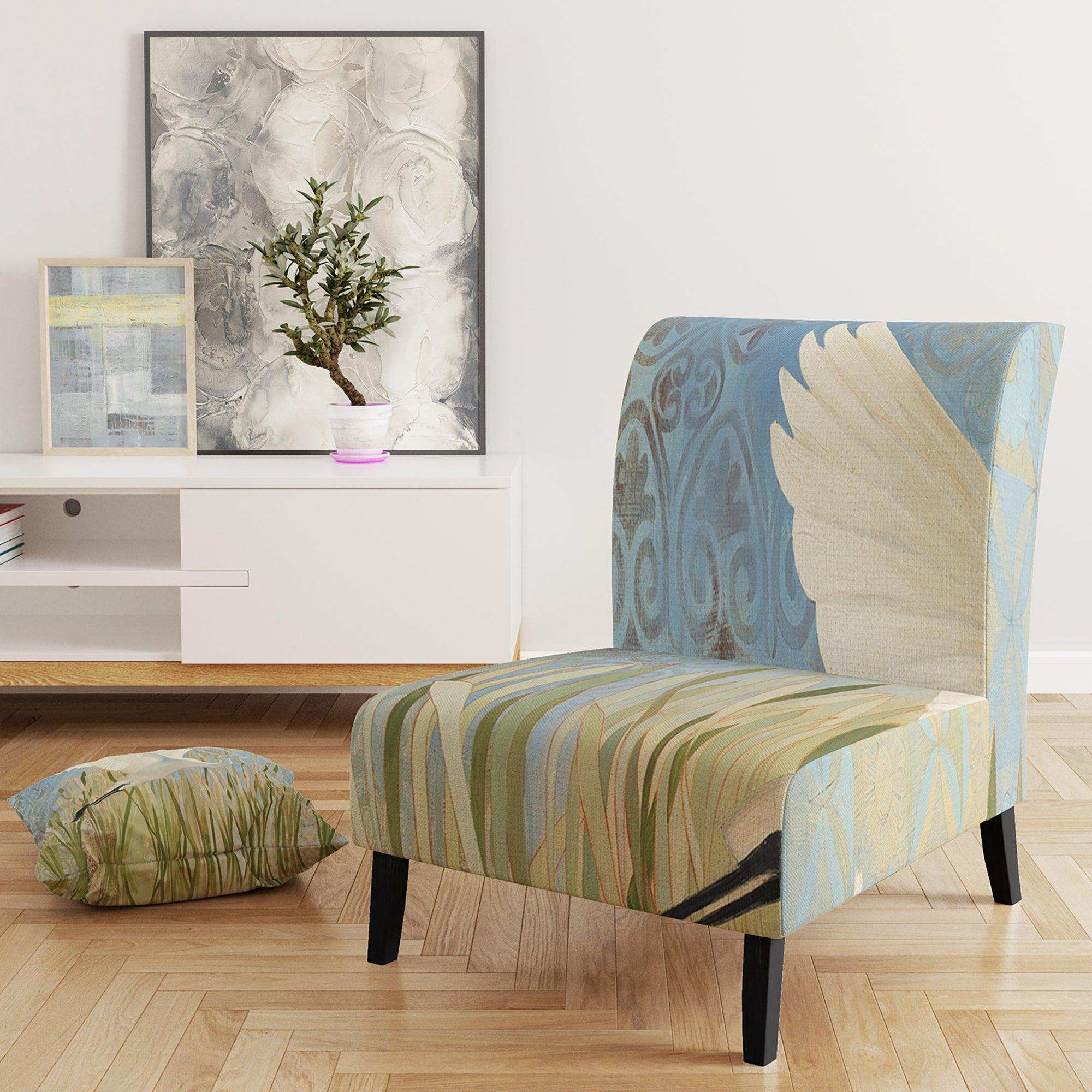 Snowy Egret in Flight vII Farmhouse Accent Chair