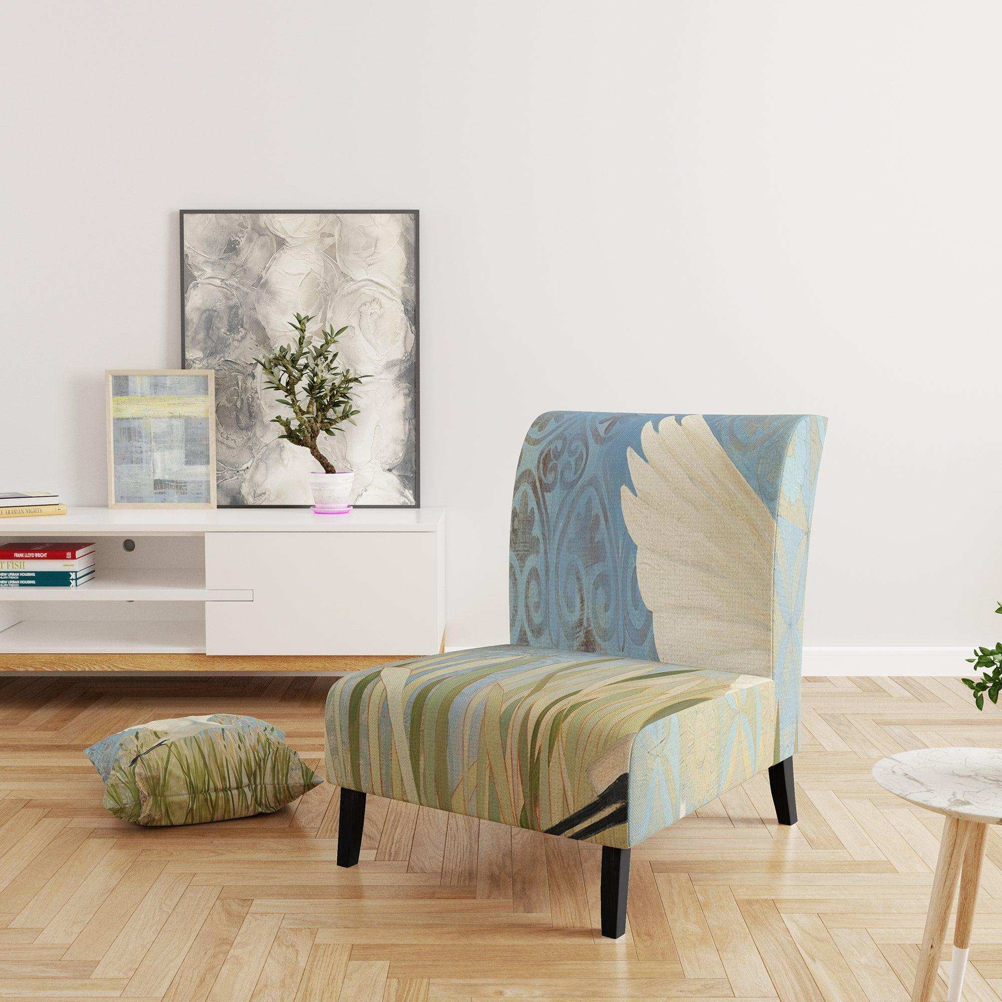 Snowy Egret in Flight vII Farmhouse Accent Chair