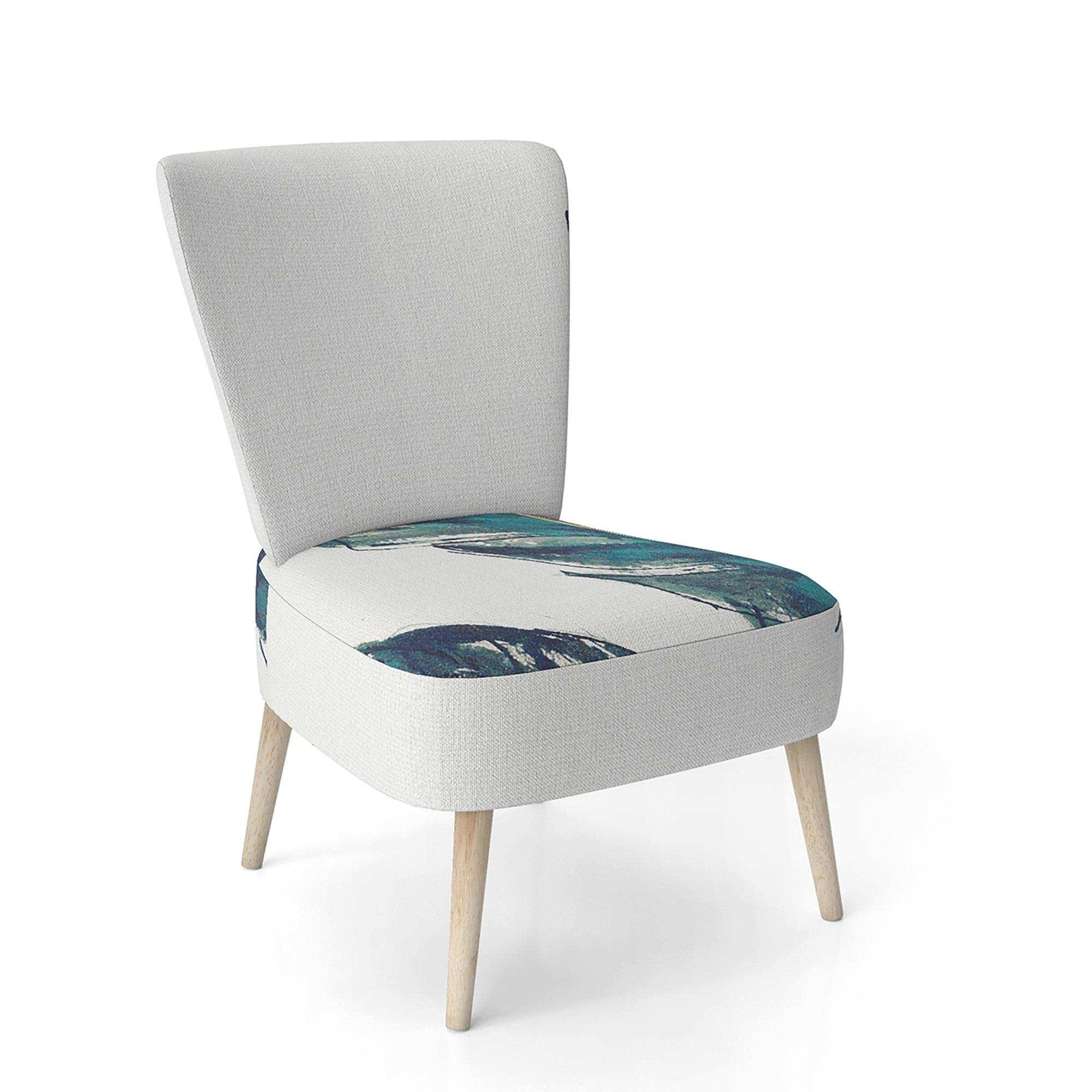 Gold Indigo Feathers III Modern Bohemian Accent Chair
