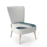 Gold Indigo Feathers III Modern Bohemian Accent Chair