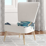 Gold Indigo Feathers III Modern Bohemian Accent Chair