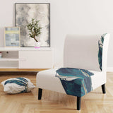 Gold Indigo Feathers III Modern Bohemian Accent Chair