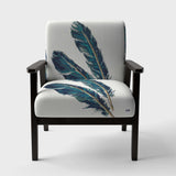 Gold Indigo Feathers III Modern Bohemian Accent Chair