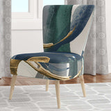 Mettalic Indigo and Gold I Glam Accent Chair