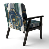 Mettalic Indigo and Gold I Glam Accent Chair