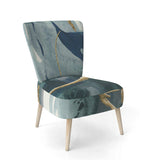 Mettalic Indigo and Gold II Glam Accent Chair