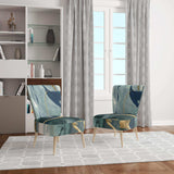 Mettalic Indigo and Gold II Glam Accent Chair