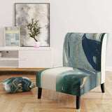 Mettalic Indigo and Gold II Glam Accent Chair