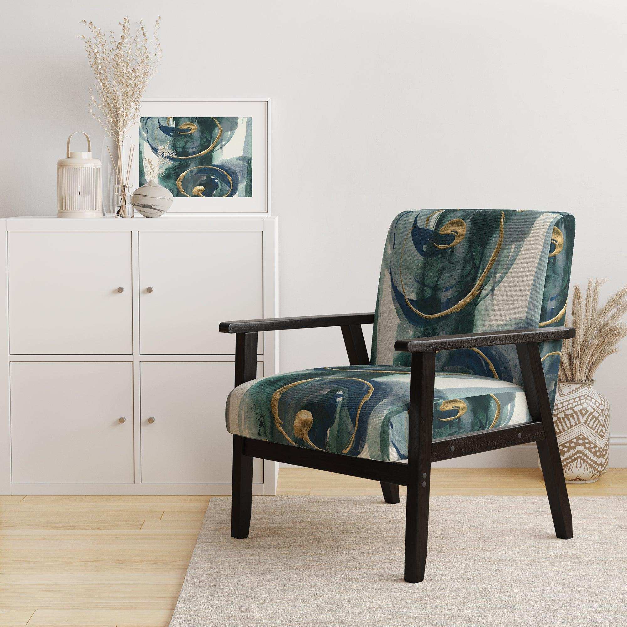 Mettalic Indigo and Gold II Glam Accent Chair