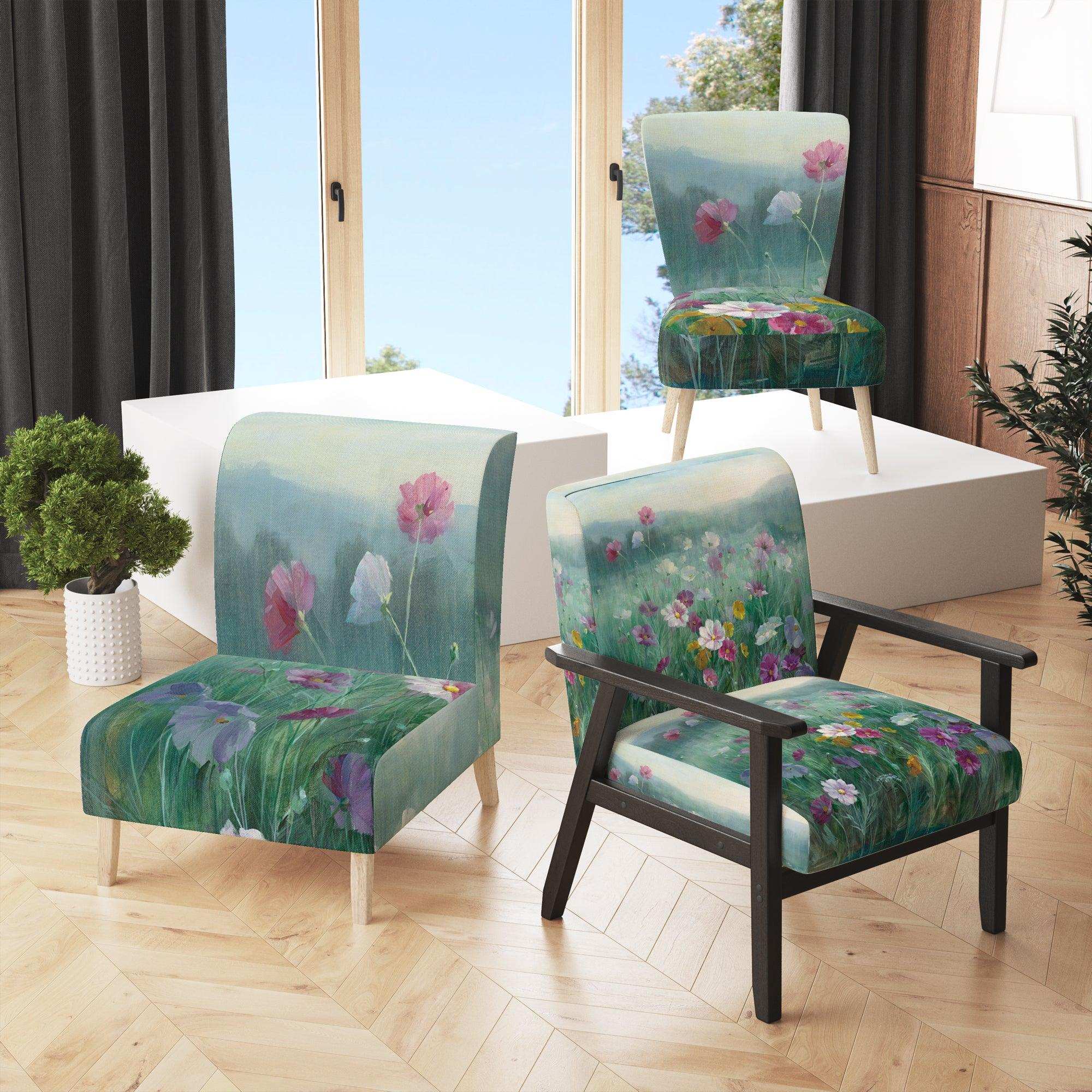 Flower field Floral Farmhouse Accent Chair