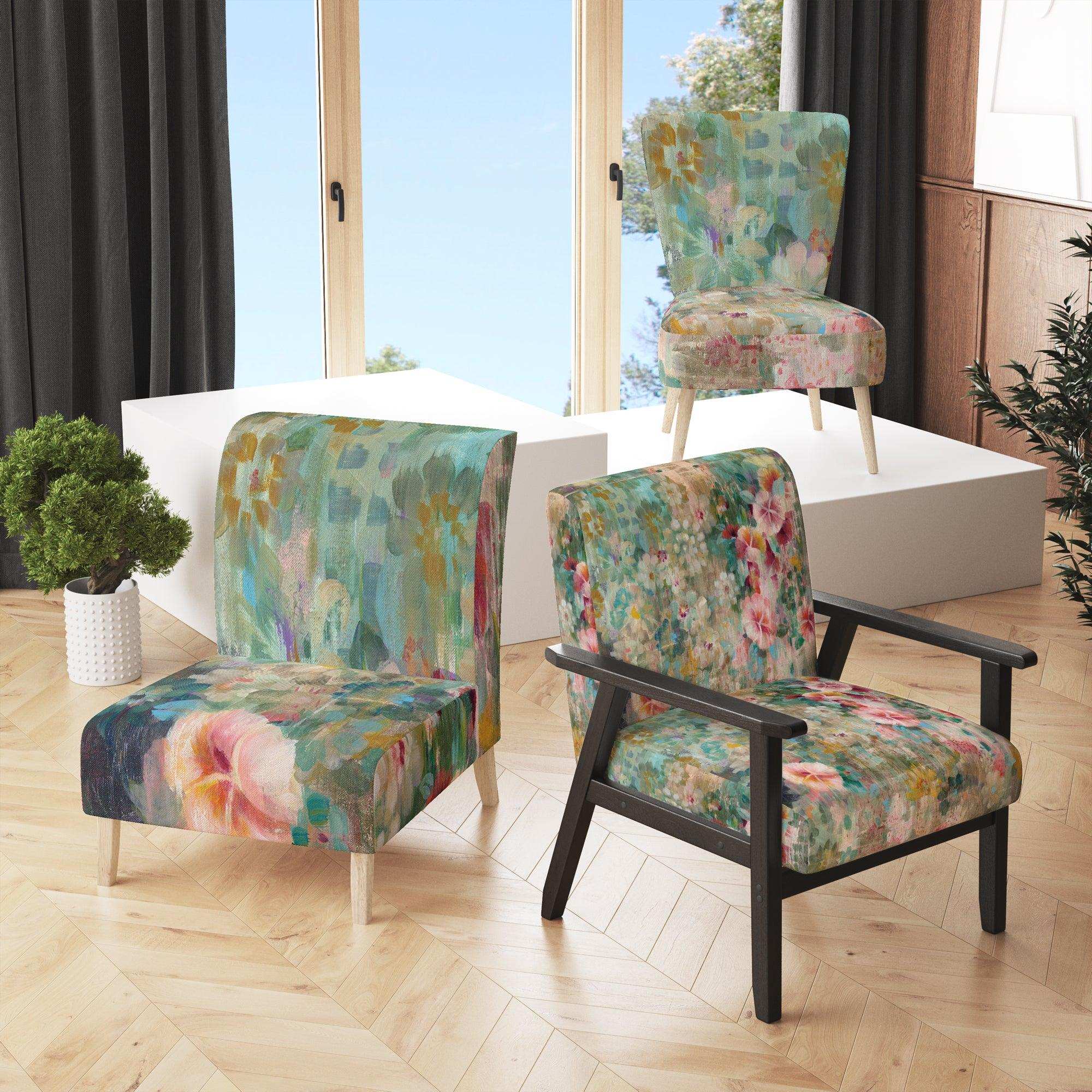Flower Shower III Farmhouse Accent Chair