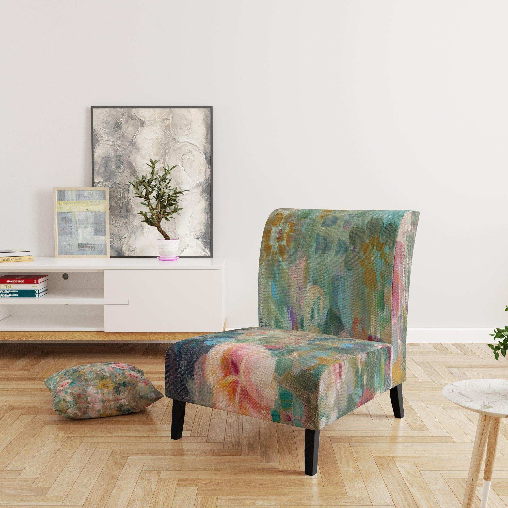 Flower Shower III Farmhouse Accent Chair