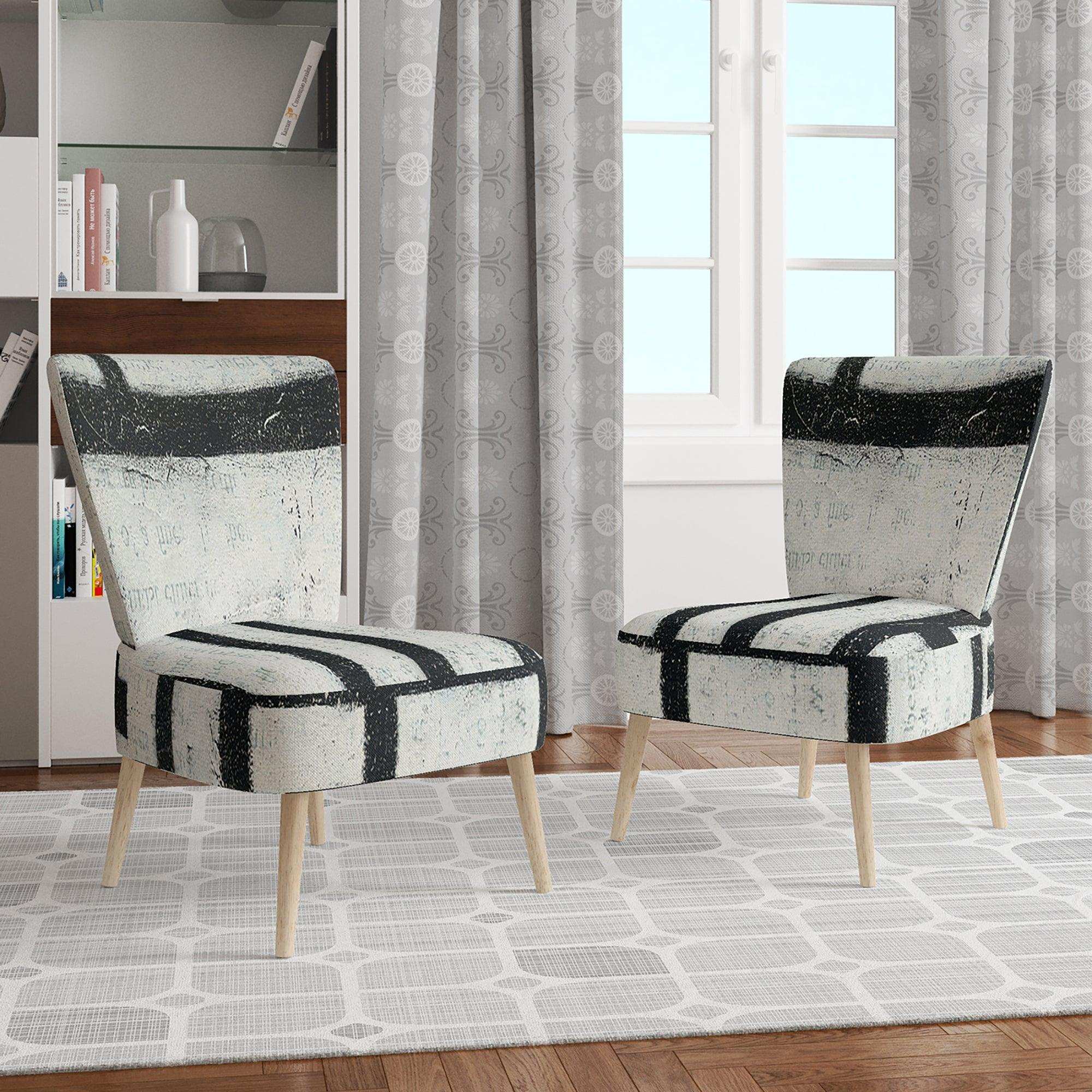 Black and White Labyrinth geometric Mid-Century Accent Chair