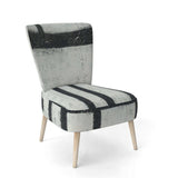 Black and White Labyrinth geometric Mid-Century Accent Chair