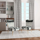 Black and White Labyrinth geometric Mid-Century Accent Chair