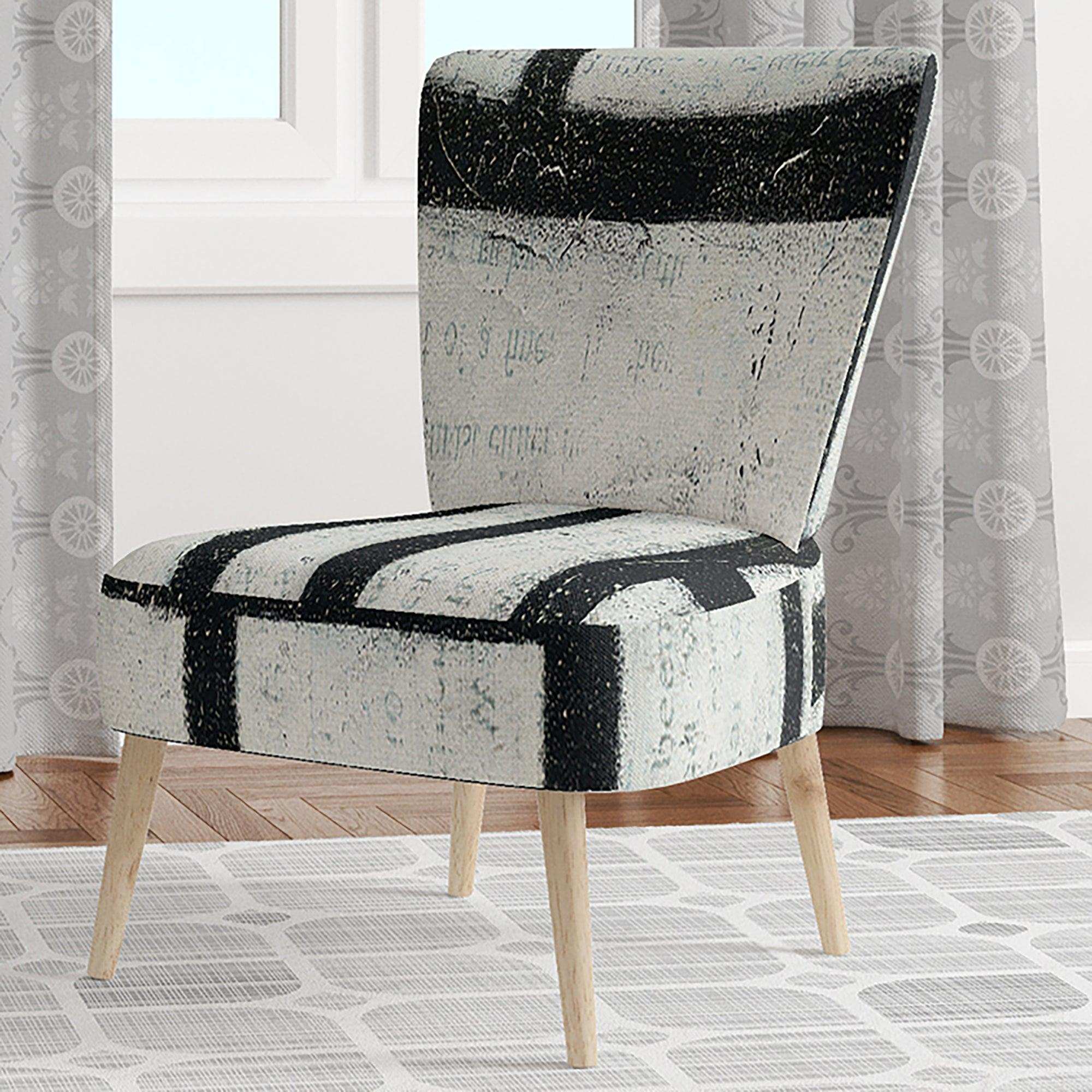 Black and White Labyrinth geometric Mid-Century Accent Chair