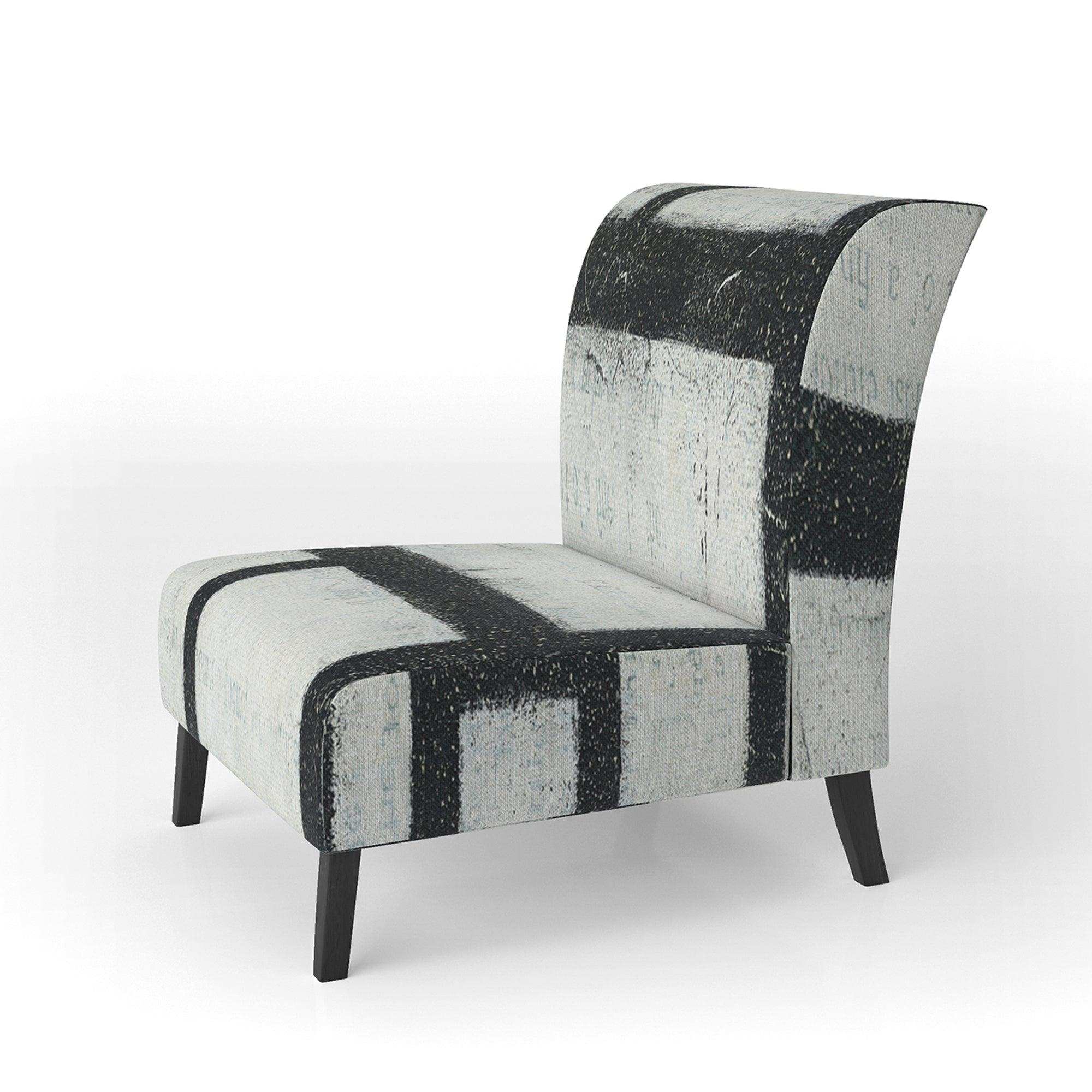 Black and White Labyrinth geometric Mid-Century Accent Chair