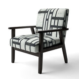 Black and White Labyrinth geometric Mid-Century Accent Chair
