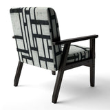 Black and White Labyrinth geometric Mid-Century Accent Chair
