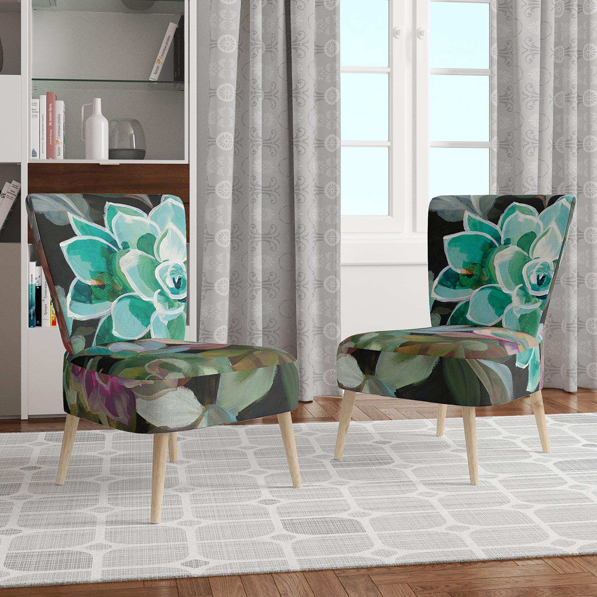 Floral Succulents Traditional Accent Chair