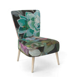 Floral Succulents Traditional Accent Chair