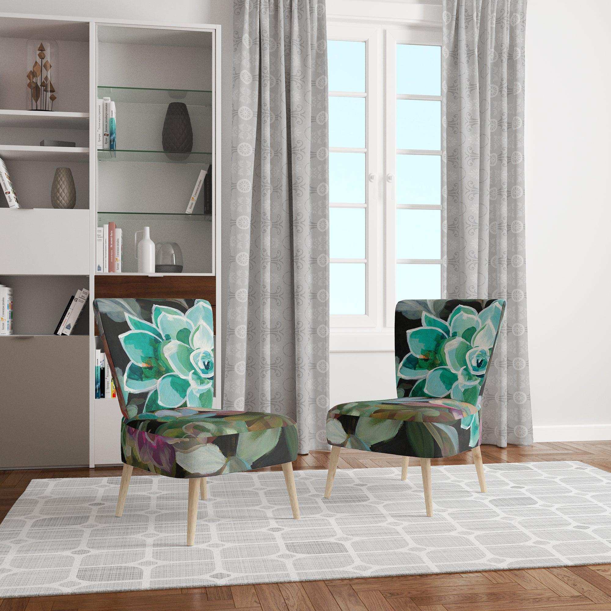 Floral Succulents Traditional Accent Chair