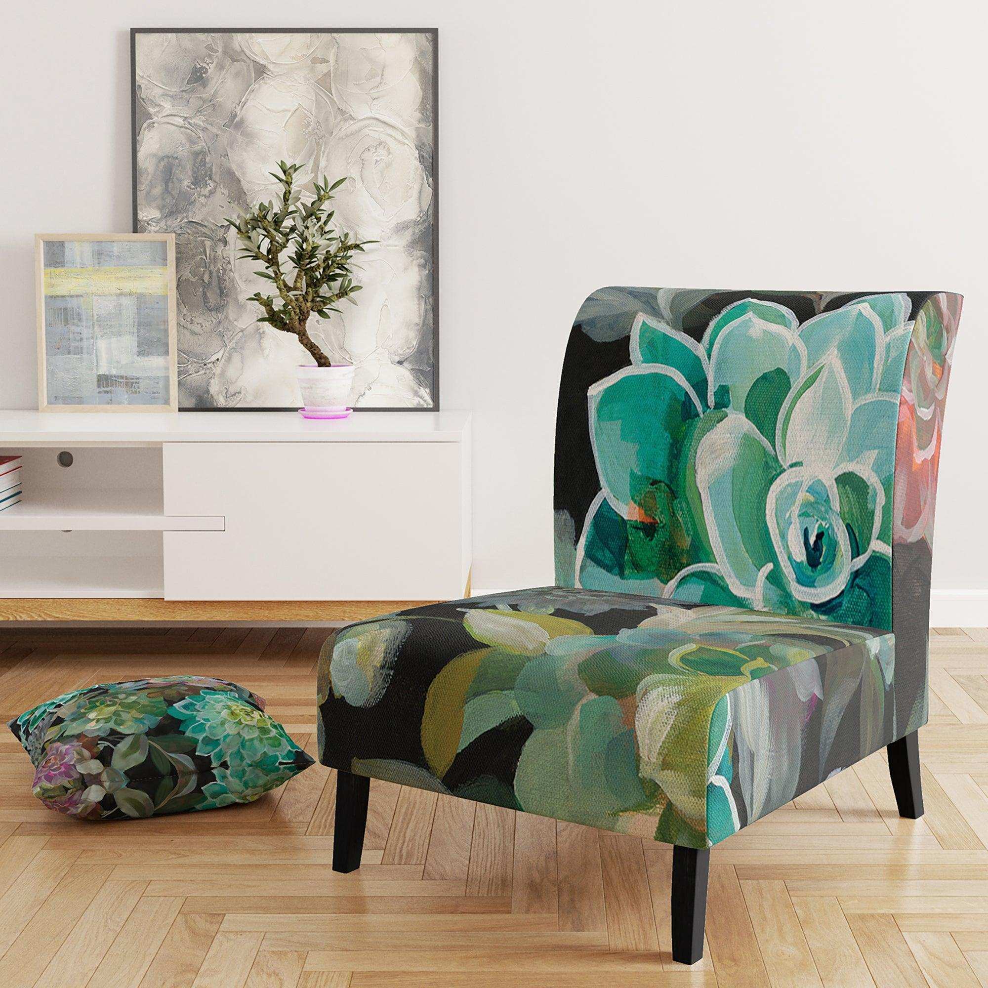 Floral Succulents Traditional Accent Chair