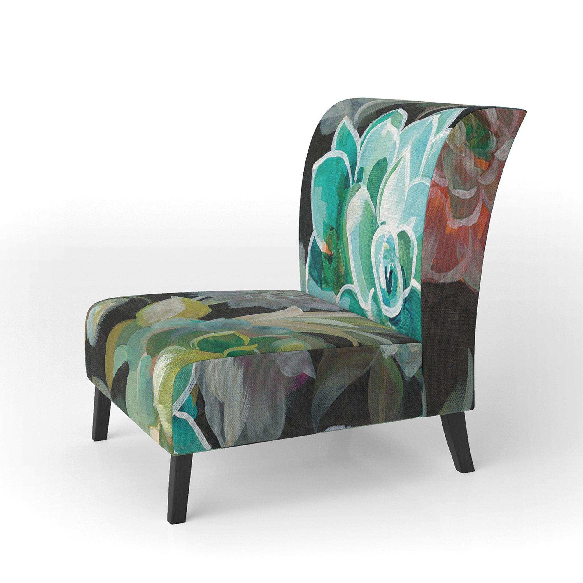 Floral Succulents Traditional Accent Chair