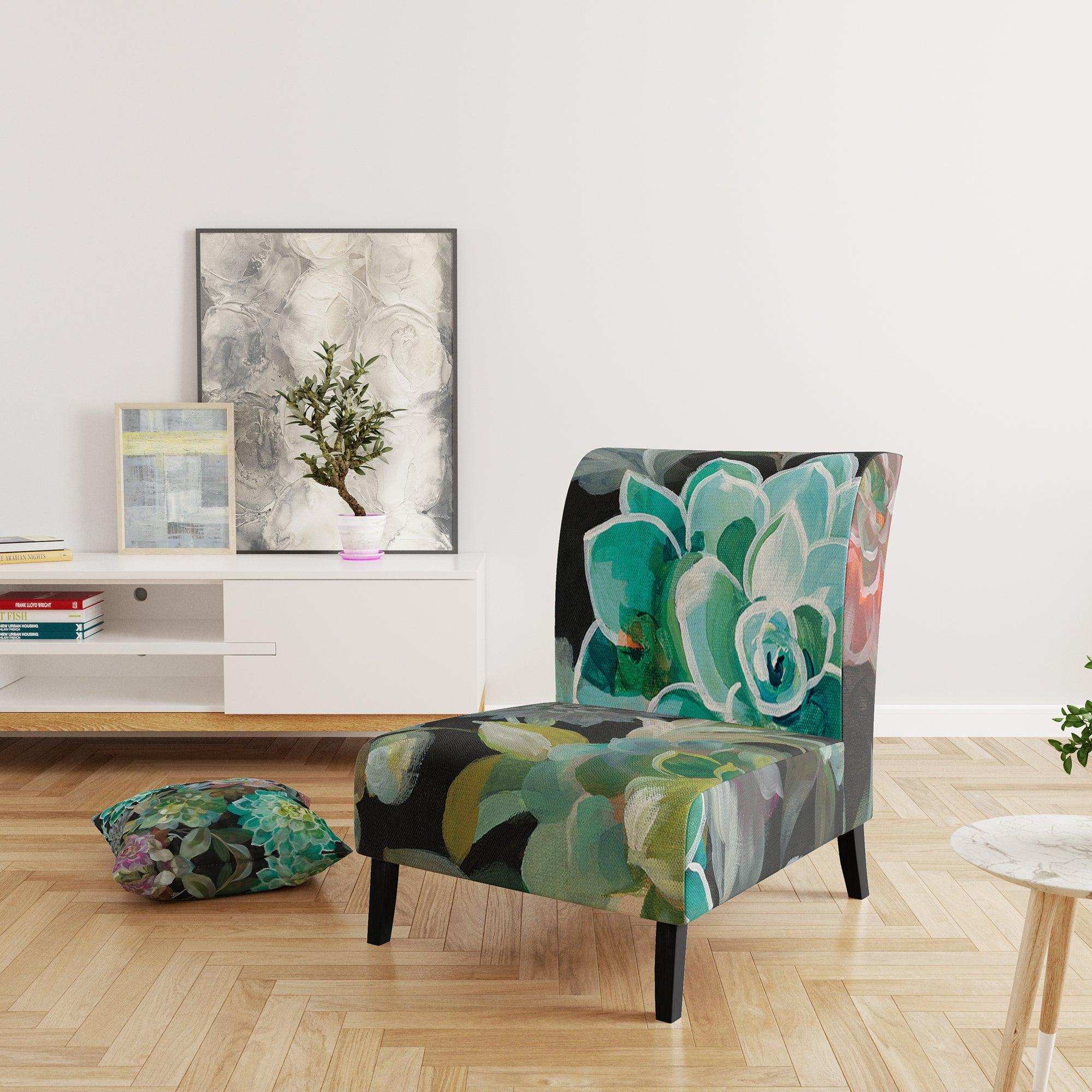 Floral Succulents Traditional Accent Chair