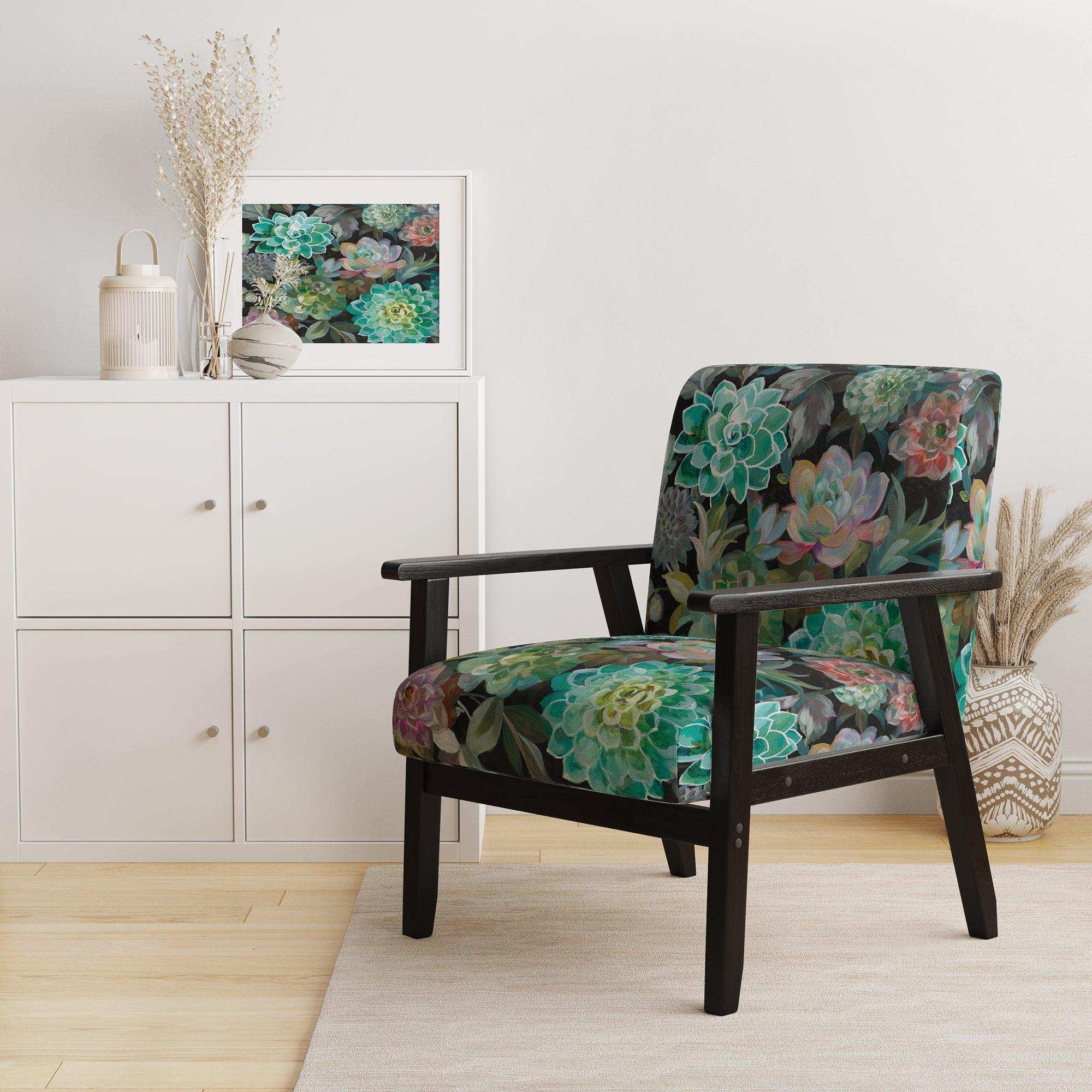 Floral Succulents Traditional Accent Chair