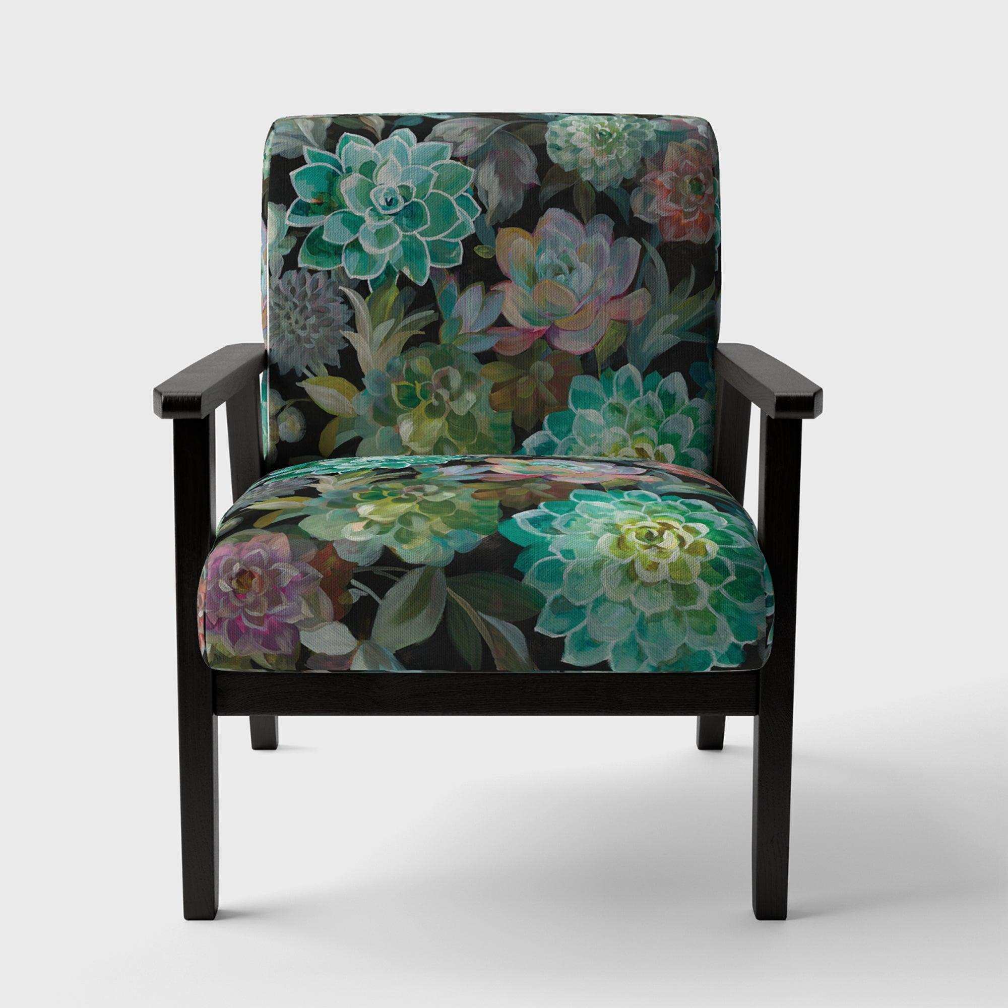 Floral Succulents Traditional Accent Chair